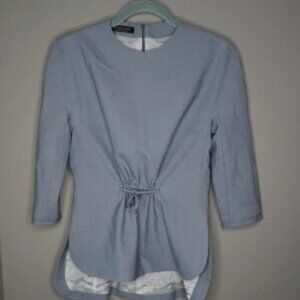 Marlowe Italy Wool Tie Front Blouse in Blue size IT36/US2/XS Excellent Condition